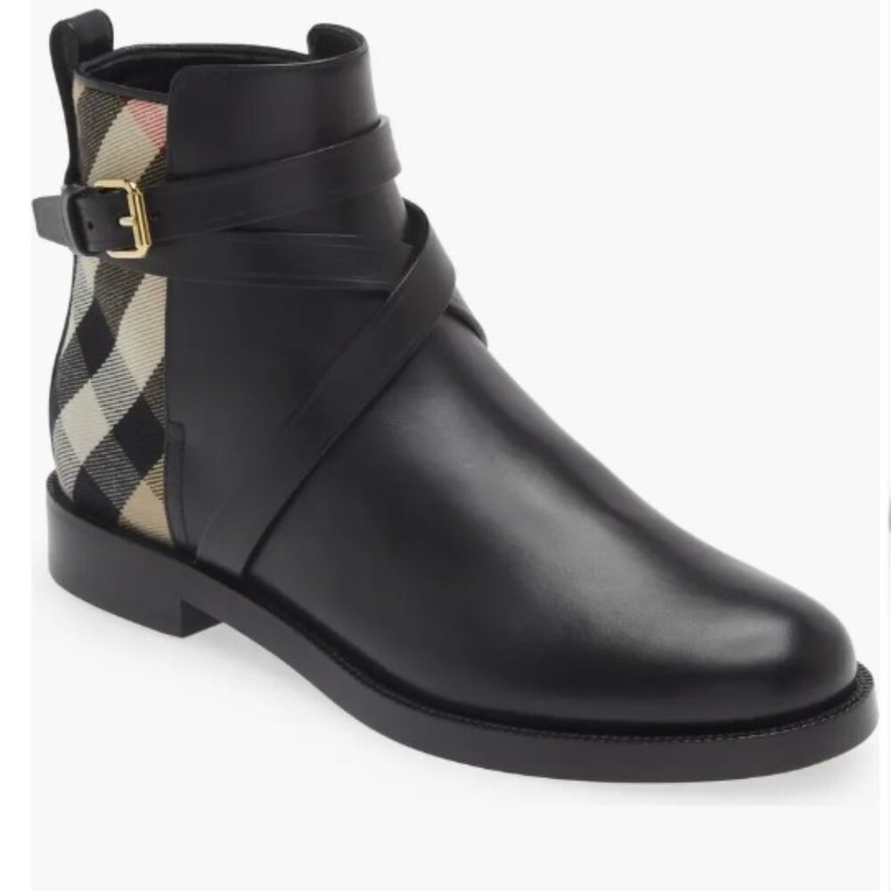 NEW Burberry Pryle House Check Booties 38.5